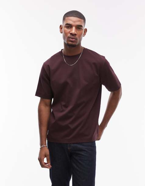 ARKET - T-shirt oversize en jersey interlock épais - Bordeaux - view 1