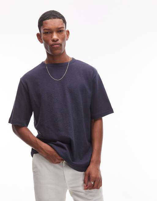 ARKET - T-shirt oversize in jersey bouclé pesante blu navy