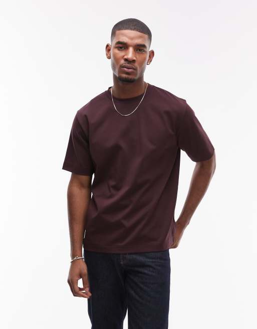 ARKET - T-shirt oversize in jersey interlock pesante color bordeaux