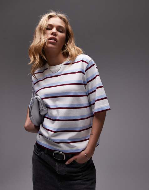 ARKET - T-shirt pesante squadrata a righe multicolore - view 1