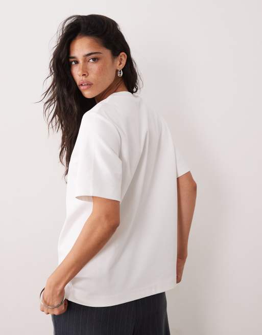 ARKET - T-shirt squadrata bianca in jersey pesante, 3 di 4
