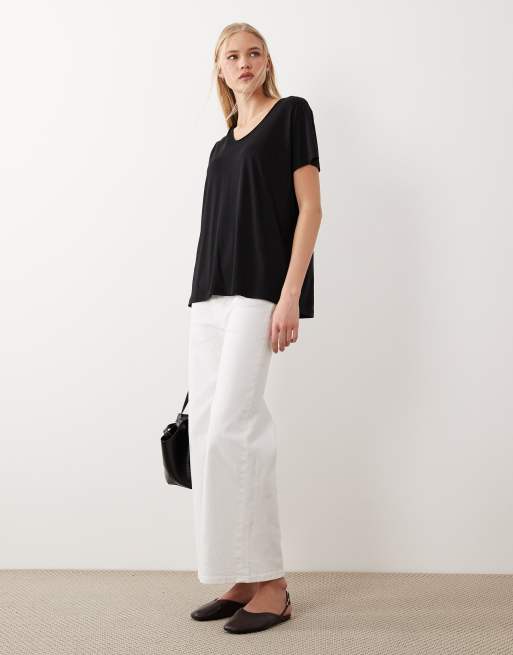 ARKET - T-shirt van gladde jersey in zwart , 2 van 4