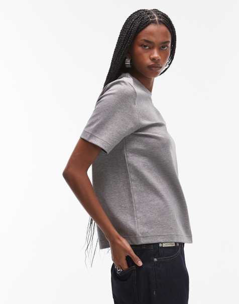 Arket - T-shirt van zware jersey in gemêleerd grijs - view 1