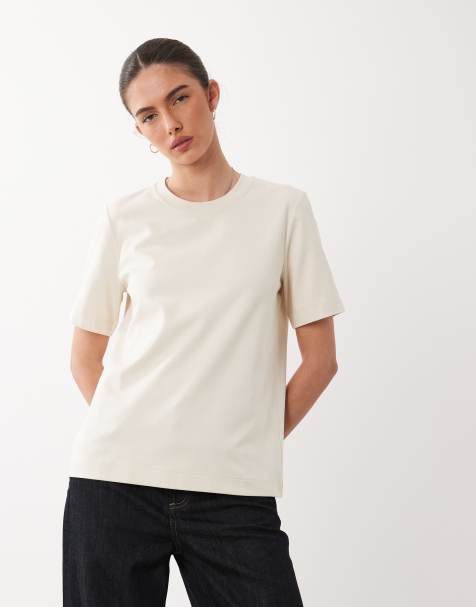 ARKET - T-shirt van zware kwaliteit jersey in gebroken wit - view 1