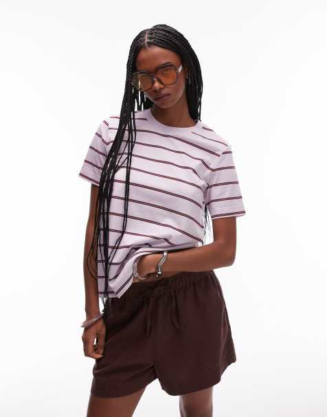 ARKET – T-shirt w fioletowe paski - view 1