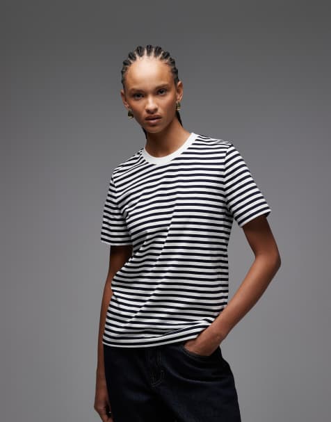 ARKET t-shirt in navy and off white stripes