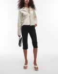 [Arket] ARKET tailored capri pants with structured front leg pintuck in black 42 BLACK