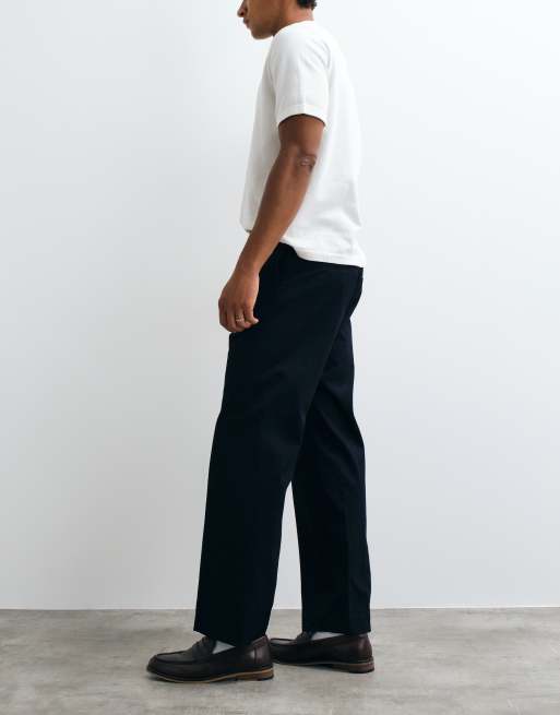 ARKET tailored wide leg cropped trouser in navy, 2 of 5