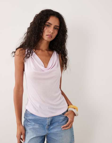 ARKET – Tanktop in Hellrosa mit Wasserfallausschnitt - view 1