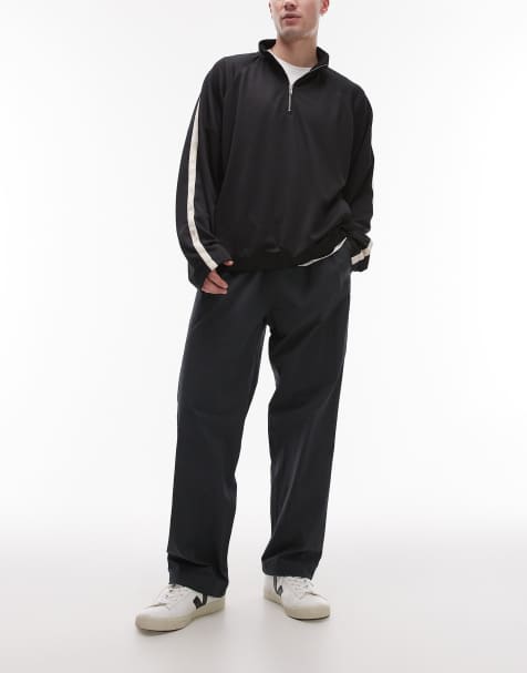 ARKET tech nylon relaxed pants with drawstring waist in dark gray - view 1