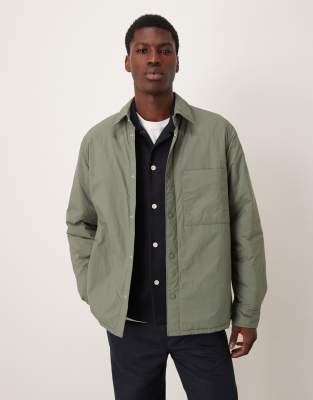 Arket Techno Padded Overshirt In Green