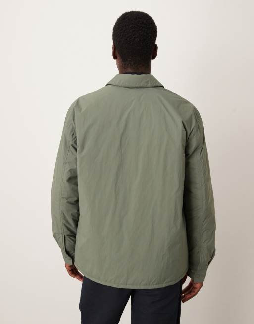 ARKET techno padded overshirt in khaki, 3 of 5