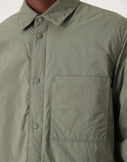 ARKET techno padded overshirt in khaki, 5 of 5