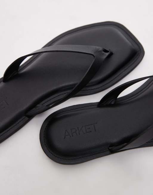 ARKET - Teensandalen met vierkante neus en dikke zool van echt leer in zwart, 4 van 4