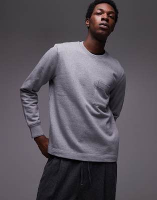 terry jersey sweatshirt with pocket in gray