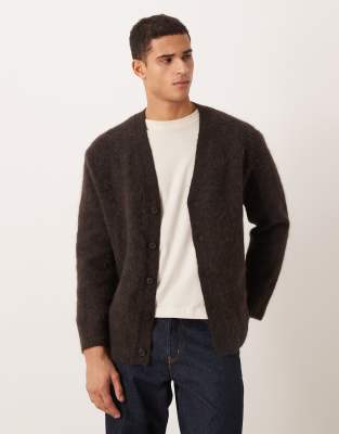 Arket Textured Alpaca Blend Cardigan In Brown
