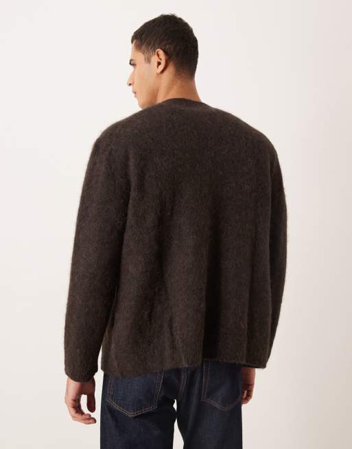 ARKET textured alpaca-blend cardigan in brown, 3 of 5
