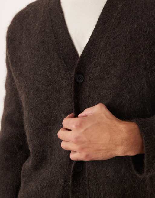 ARKET textured alpaca-blend cardigan in brown, 5 of 5