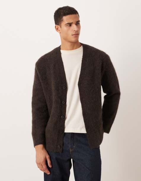 ARKET textured alpaca blend cardigan in brown
