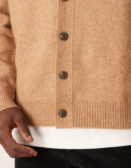 ARKET textured alpaca cardigan in camel ASOS