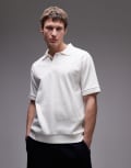 [Arket] ARKET textured jersey short sleeve polo shirt in white XS Off white