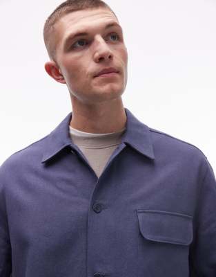 ARKET TEXTURED LINEN BLEND OVERSHIRT 