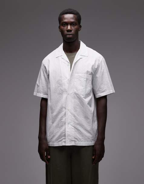 ARKET textured poplin oversized shirt in off white - view 1