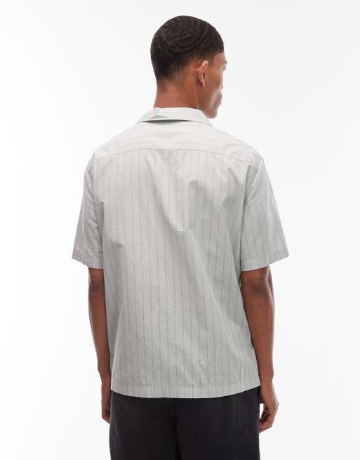 ARKET textured poplin oversized shirt in washed mint green, 3 of 5
