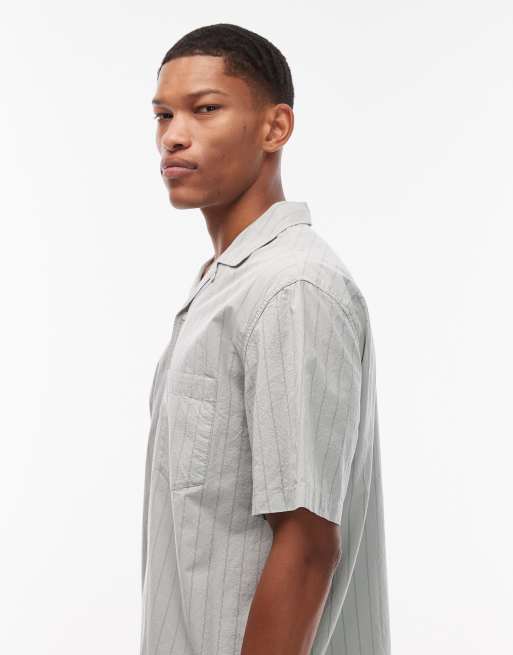 ARKET textured poplin oversized shirt in washed mint green, 4 of 5