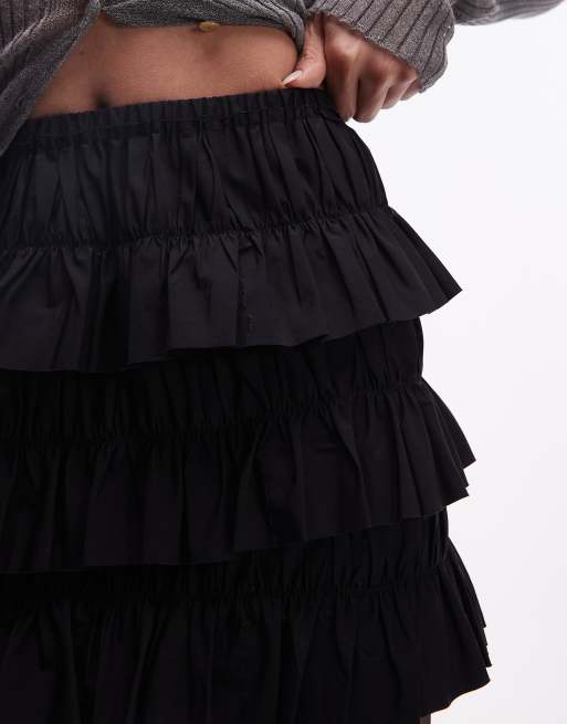 ARKET textured ruffle mini skirt in black, 2 of 4
