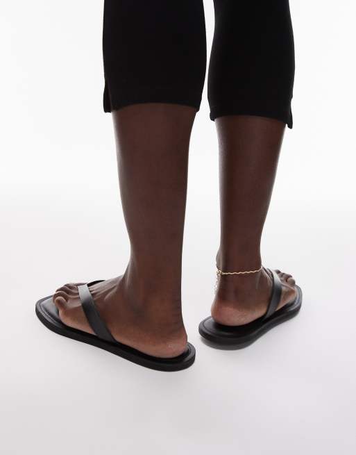 ARKET - Tongs chunky en cuir véritable à bout carré - Noir, 2 de 4