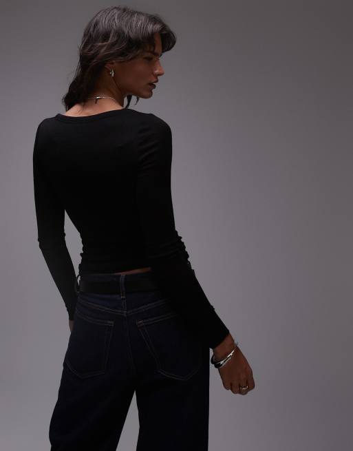 ARKET - Top ajusté en laine avec manches longues et encolure dégagée - Noir, 2 de 4