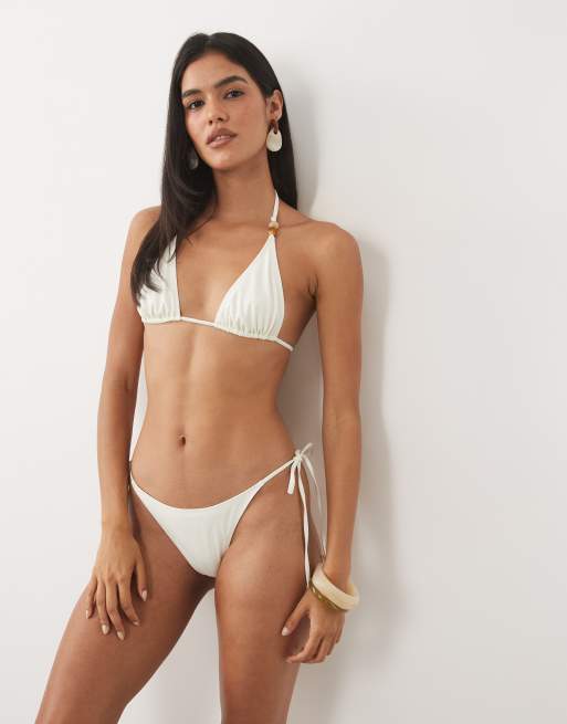 ARKET - Top bikini bianco con perline allacciato in coordinato, 2 di 4