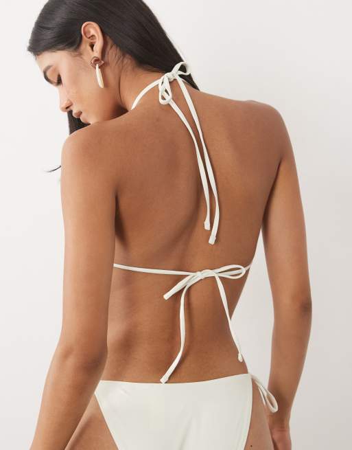 ARKET - Top bikini bianco con perline allacciato in coordinato, 4 di 4