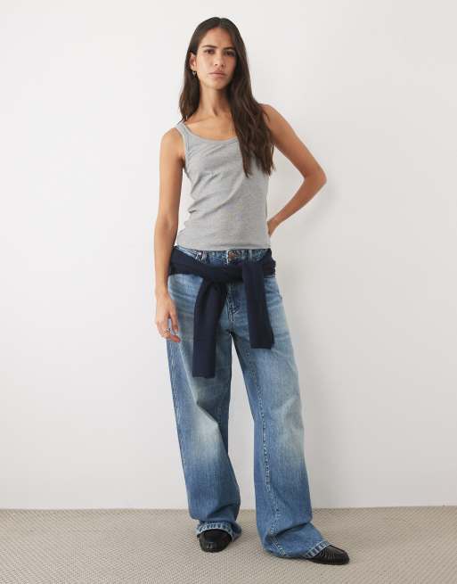 ARKET - top de punto sin mangas con cuello ancho en gris, 2 de 4