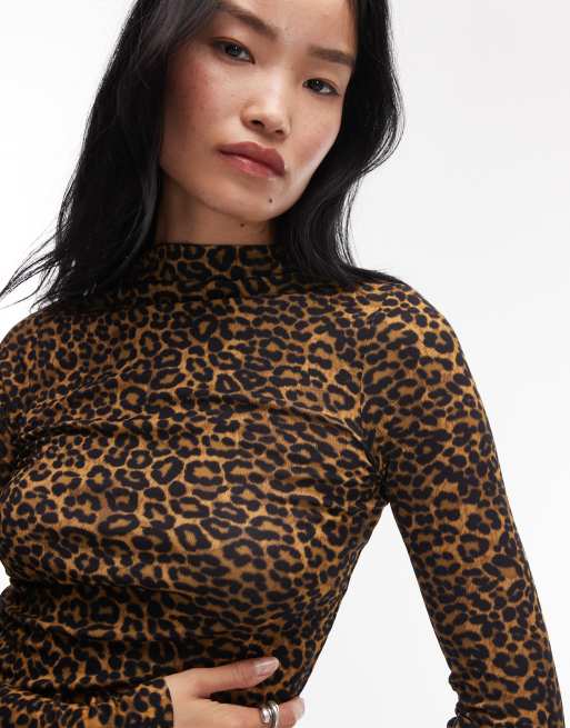 ARKET - Top in maglia di lana merino a coste larghe semitrasparente con stampa leopardata, 4 di 4