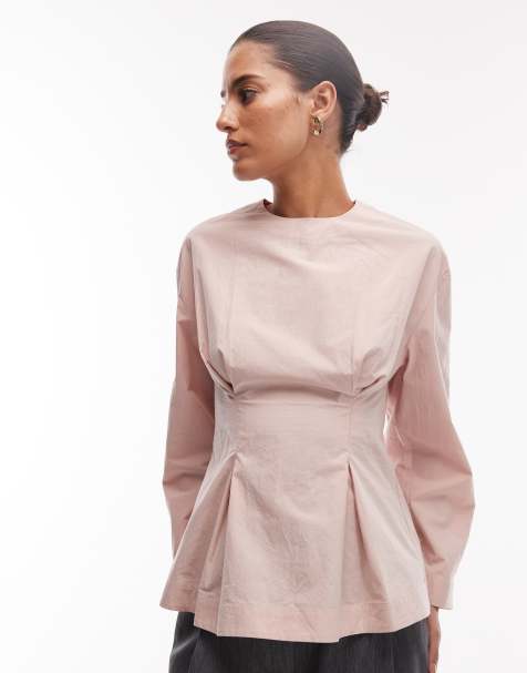 ARKET - Top peplo in puro cotone rosa chiaro - view 1