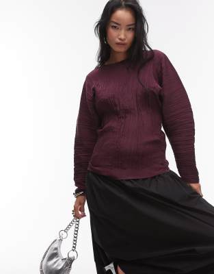 ARKET - Top plissé bordeaux con maniche strutturate - view 1