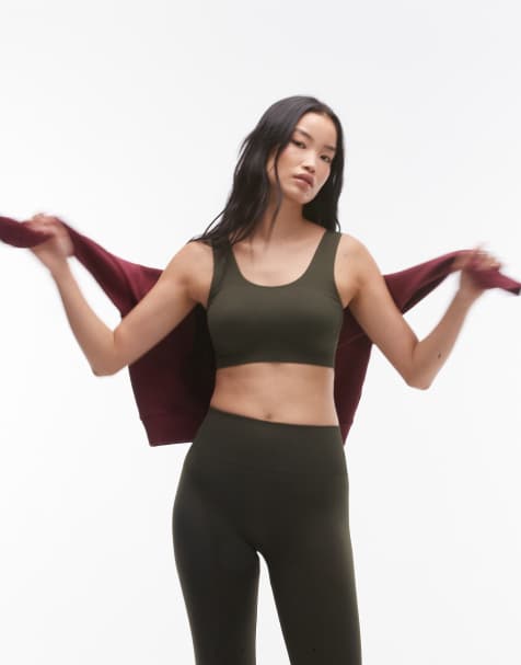 ARKET - Top reggiseno con coppe sagomate super morbido verde kaki senza cuciture - view 1