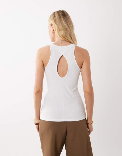 ARKET - Top senza maniche sportivo bianco con incrocio sul retro, 3 di 4