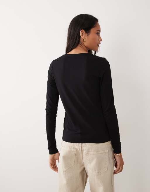 ARKET - top slim fit de manga larga elástico en negro, 3 de 4