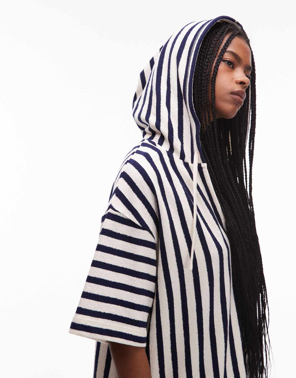 ARKET towelling chuck-on beach hoodie in multi stripes