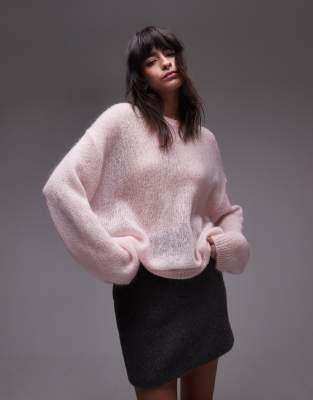 ARKET - Transparenter Strickpullover aus Mohair-Wollmix in Hellrosa