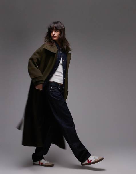 ARKET - Trench-coat long en laine à ceinture et fentes latérales - Kaki - view 1