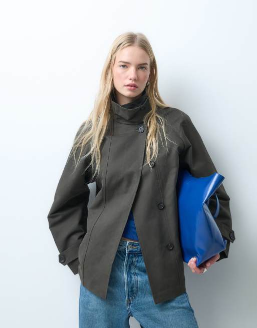 ARKET trench corto in cotone cerato color khaki, 1 di 4