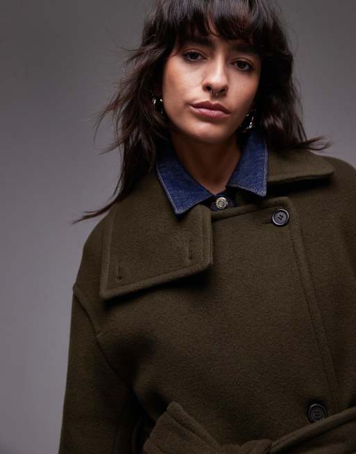 ARKET - Trench in misto lana kaki con spacchi laterali e cintura, 3 di 4
