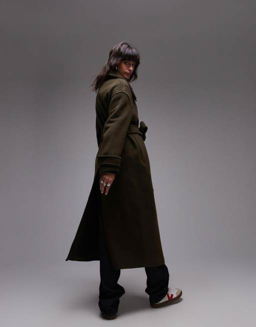 ARKET - Trench in misto lana kaki con spacchi laterali e cintura, 4 di 4