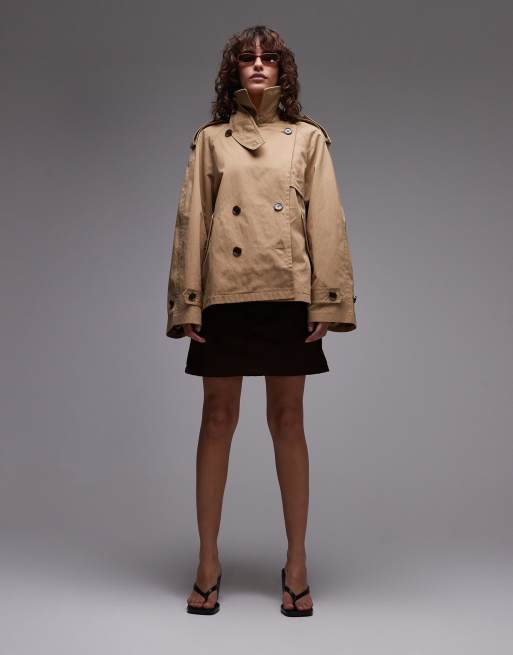 ARKET - Trench taglio corto beige multitasche con falda antipioggia