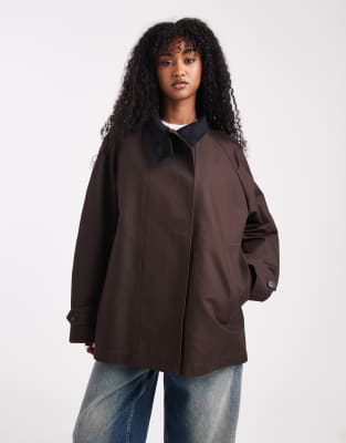 ARKET - Trenchcoat aus gewachster Baumwolle in Dunkelbraun-Neutral