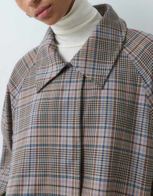 ARKET trenchcoat van gewaxt katoen met bies, bruin geruit, 5 van 5